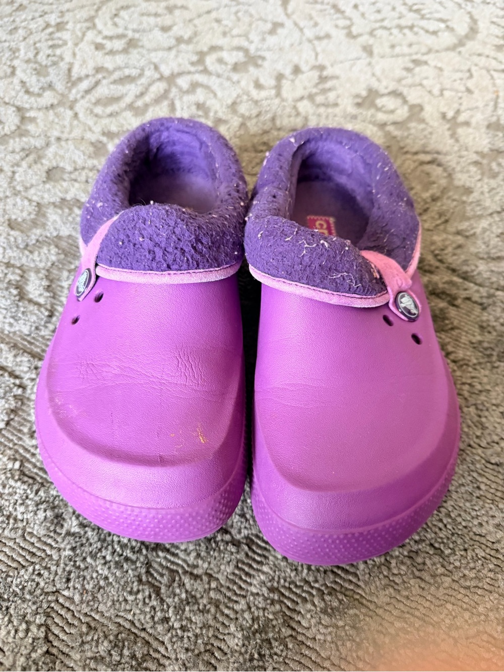 CROCS Kids Purple Fleece-Lined Clogs